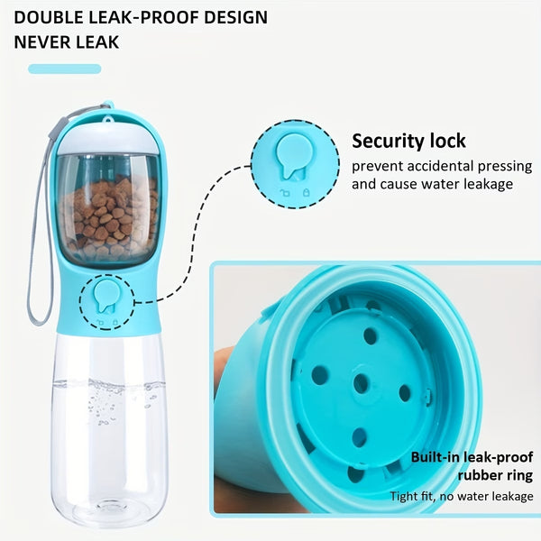 Puffles 2-in-1 Portable Pet Hydro-Feeder Travel Bottle | Water Dispenser & Food Carrier4