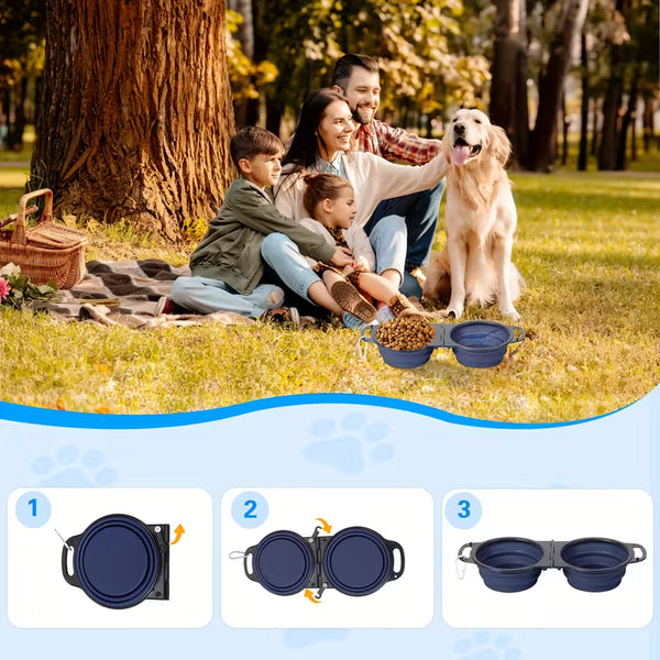 Puffles 2-in-1 Foldable Travel Bowl | Portable Food & Water Station4