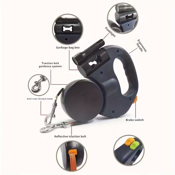 DuoWalk Retractable Heavy-Duty Dog Leash with Built-In Waste Dispenser4