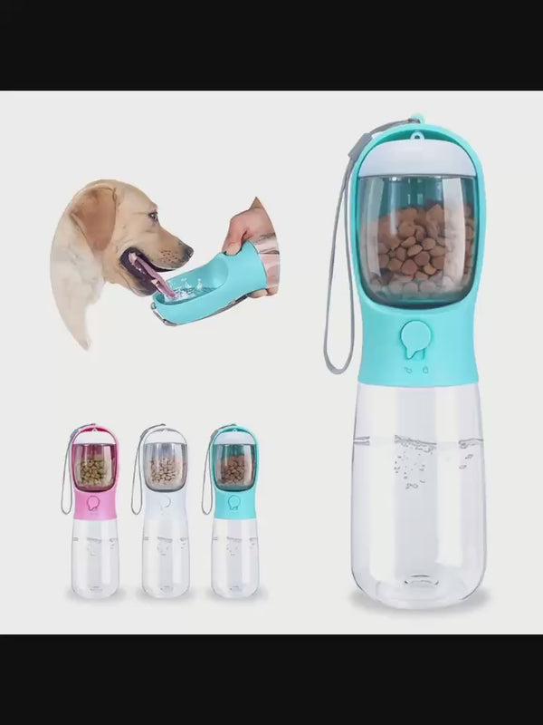 Puffles 2-in-1 Portable Pet Hydro-Feeder Travel Bottle | Water Dispenser & Food Carrier